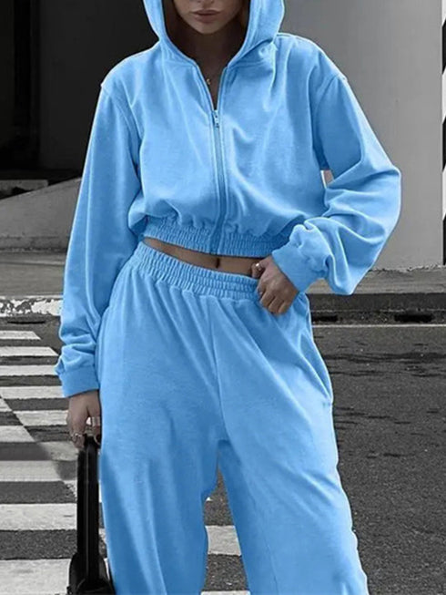 'June' Zip Up Hoodie and Pants Set - Celes Fashion